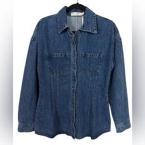 NWT Torn by Ronnie Kobo Erika Top Denim Button Up Cinched Size Medium